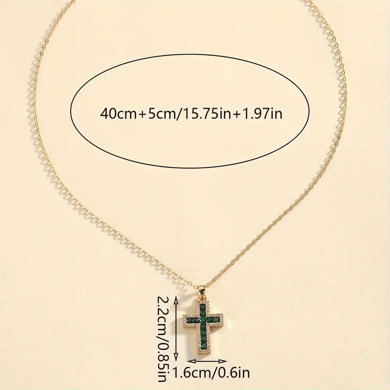 Collana con Pendente Croce in Smeraldo Solene
