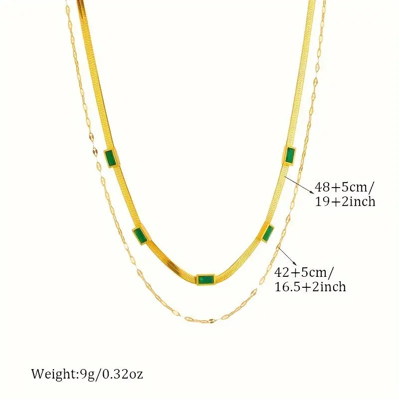 Collana Retro Oro a Doppio Strato Sorella Gem
