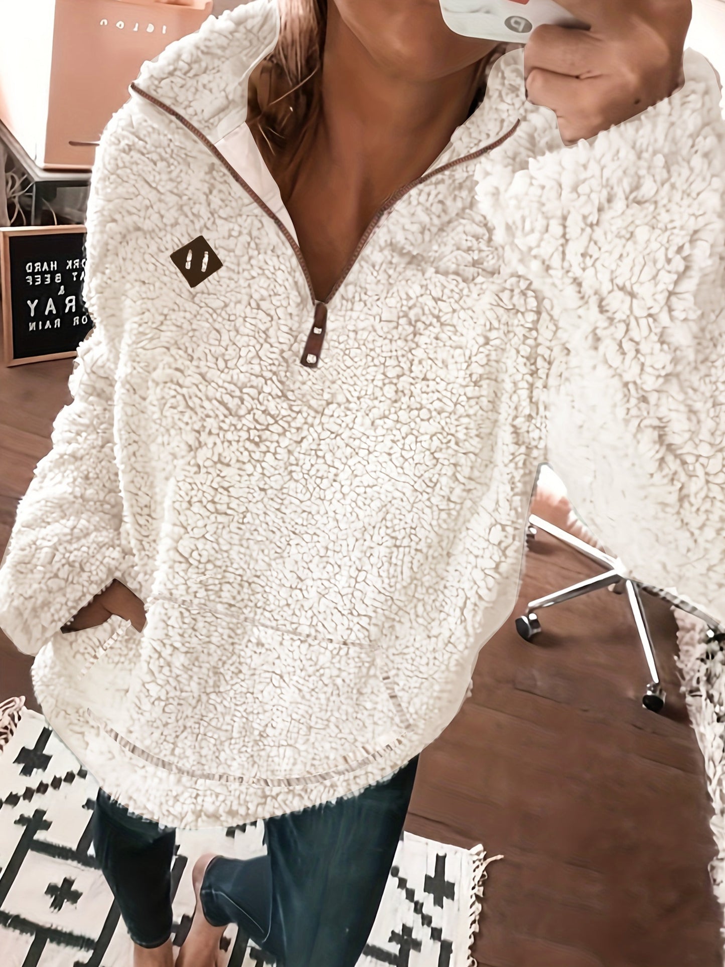 Lily | Pullover con Zip a Quarto Patch