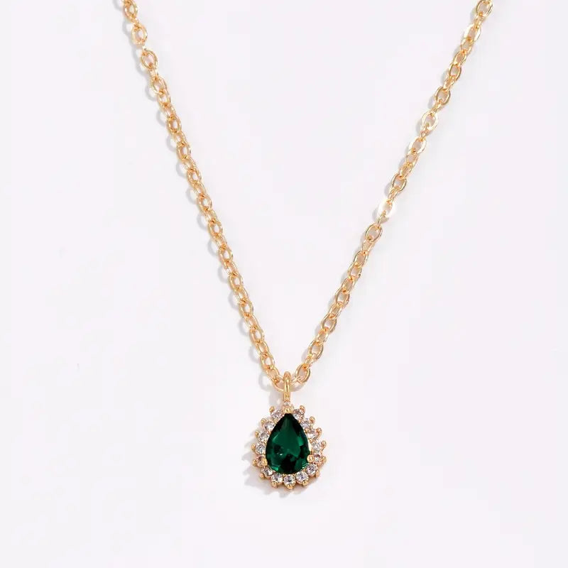 Collana a Goccia d'Acqua Verde
