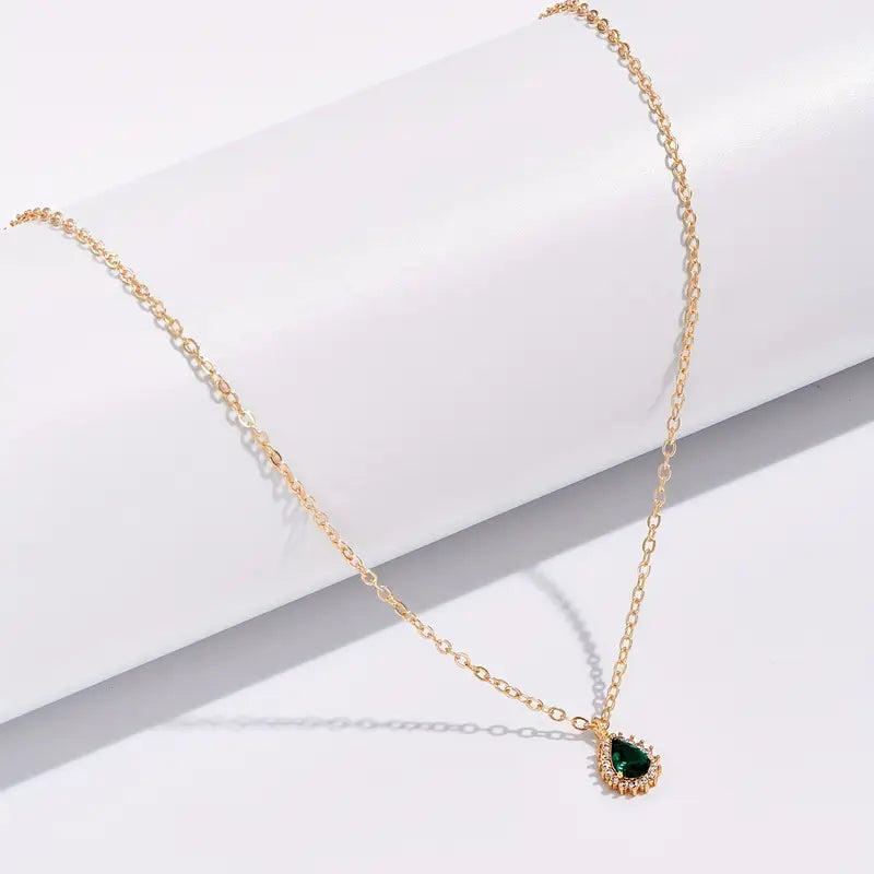 Collana a Goccia d'Acqua Verde