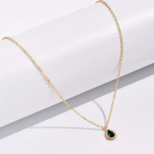 Collana a Goccia d'Acqua Verde
