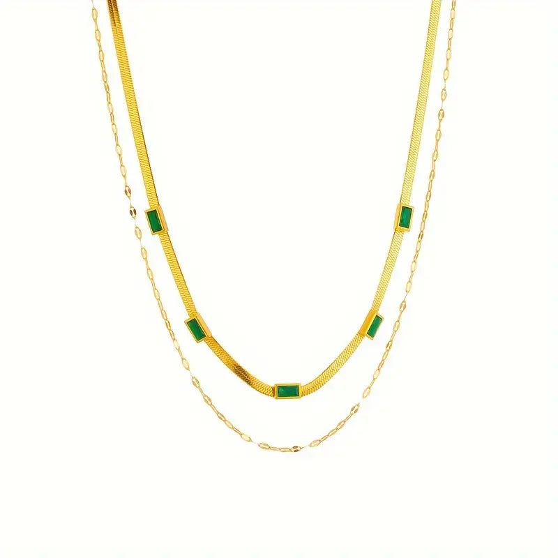 Collana Retro Oro a Doppio Strato Sorella Gem