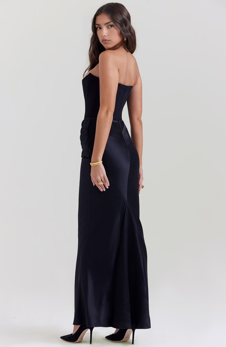Hera - Elegante Abito da Festa Senza Spalline in Colore Unito