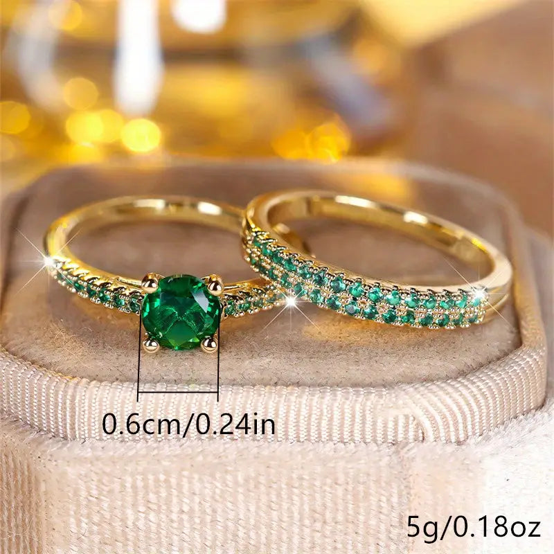 Set Anello Duo Serena in Oro con Smeraldo