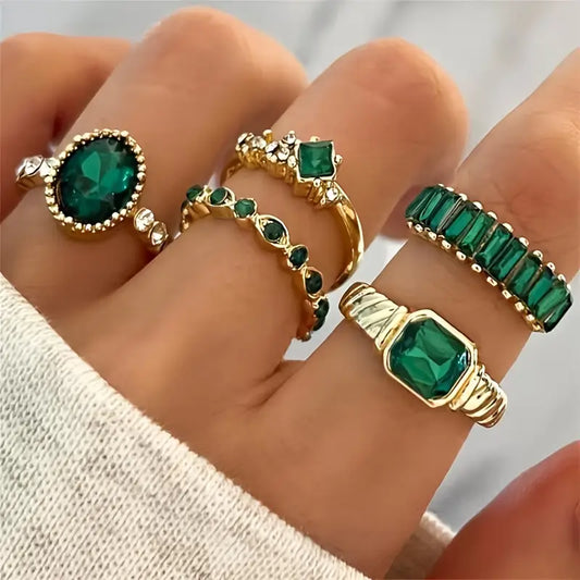 Set di Anelli in Oro con Smeraldo Zarina