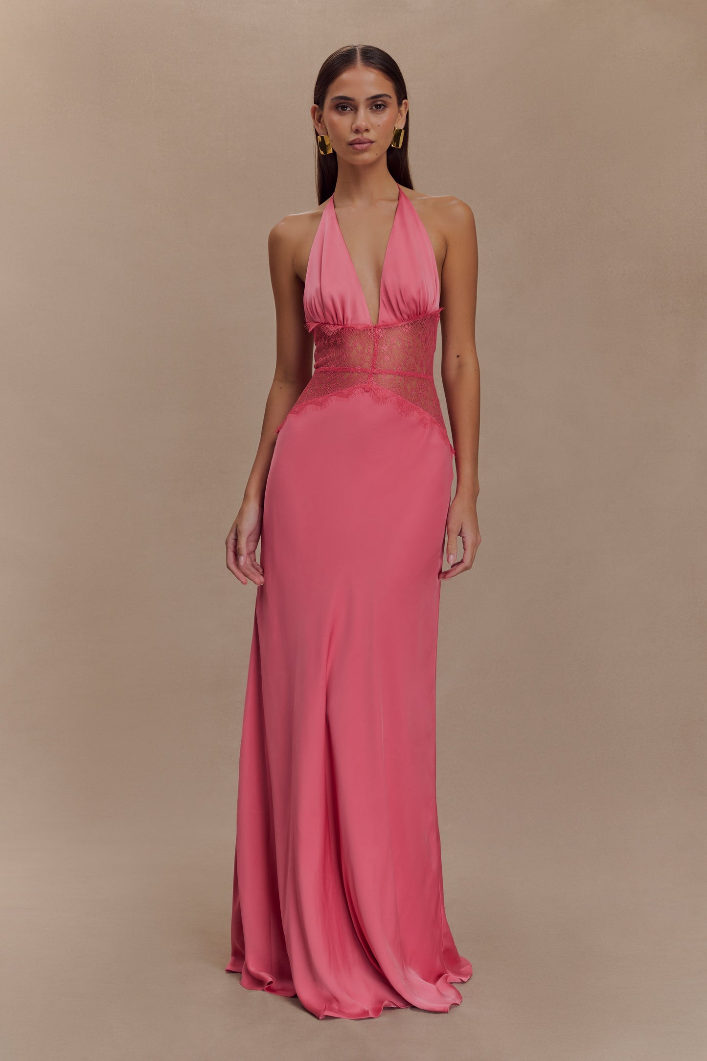 Kalira™ | Abito Maxi in Pizzo Satinato