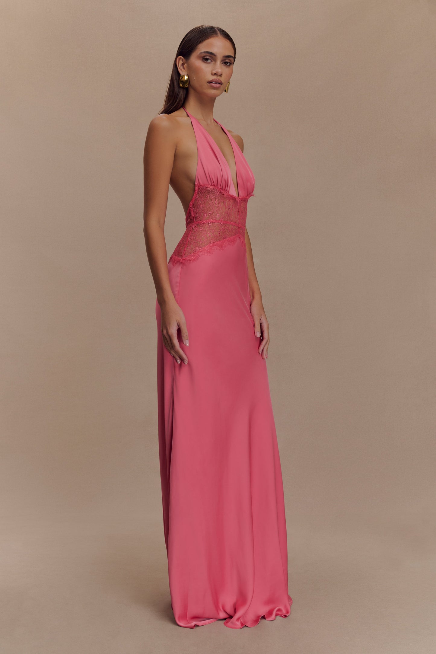 Kalira™ | Abito Maxi in Pizzo Satinato