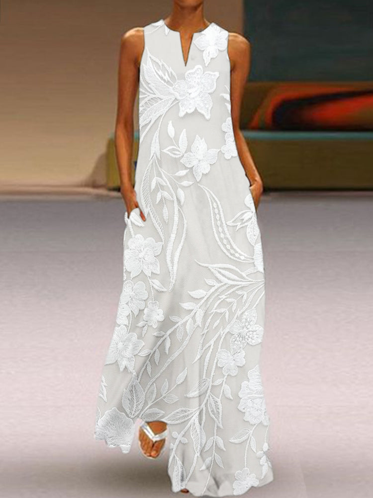 Eulalie - Elegante Abito Senza Maniche con Stampa Lussuosa