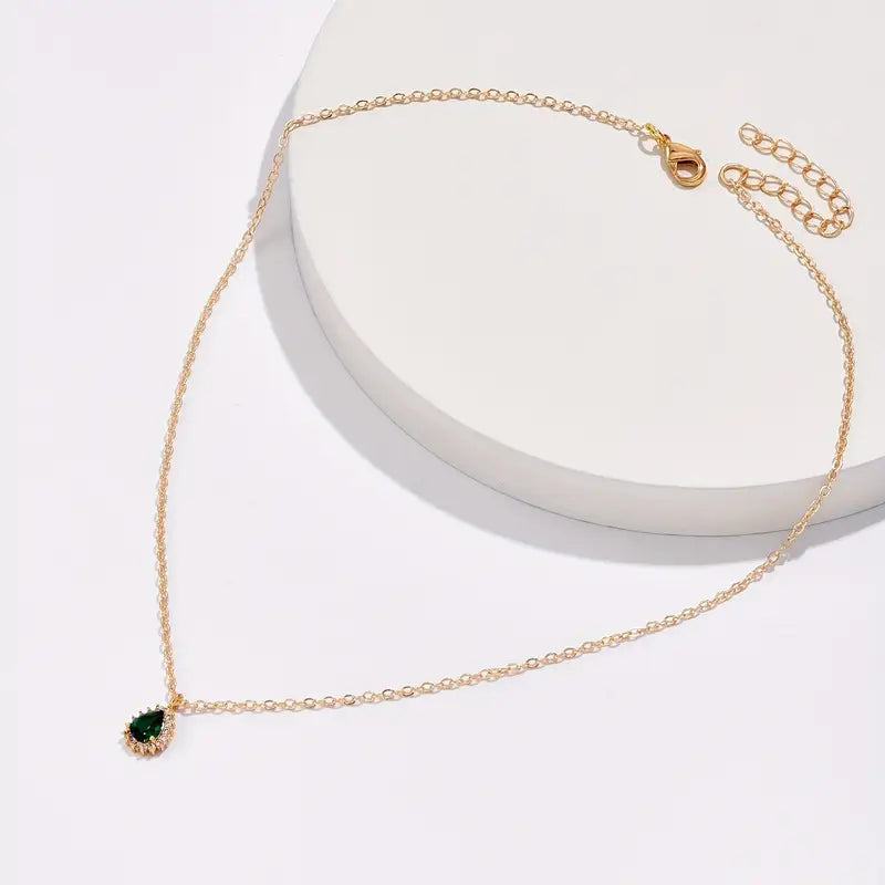 Collana a Goccia d'Acqua Verde