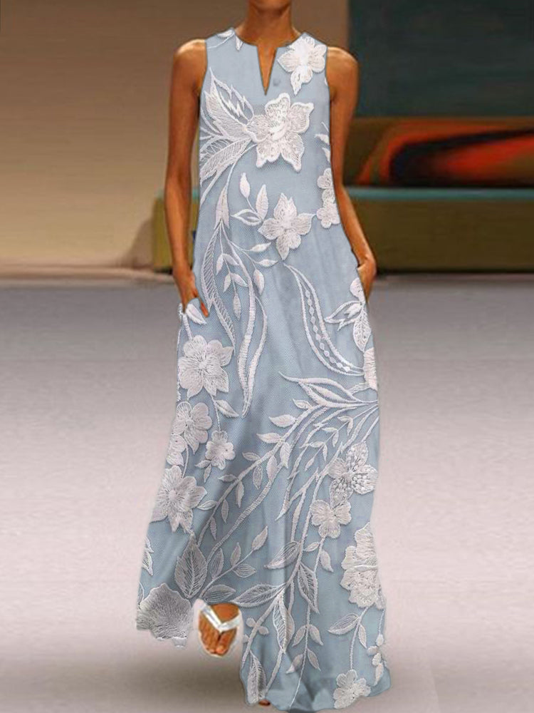 Eulalie - Elegante Abito Senza Maniche con Stampa Lussuosa