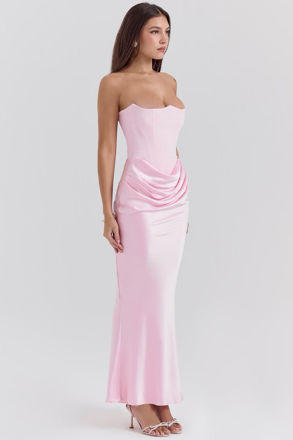 Hera - Elegante Abito da Festa Senza Spalline in Colore Unito