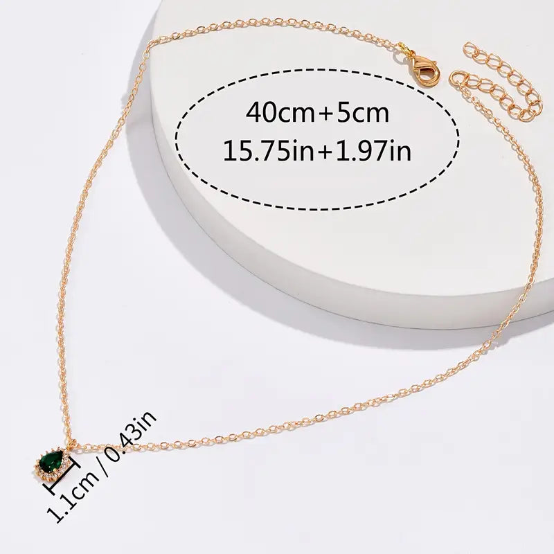 Collana a Goccia d'Acqua Verde