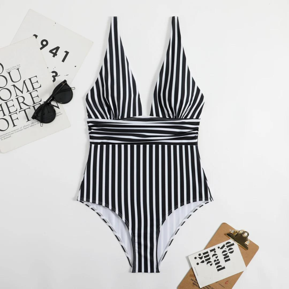 Costume da bagno a righe elegante e raffinato con spalline regolabili - Ultimo giorno 80% di sconto!