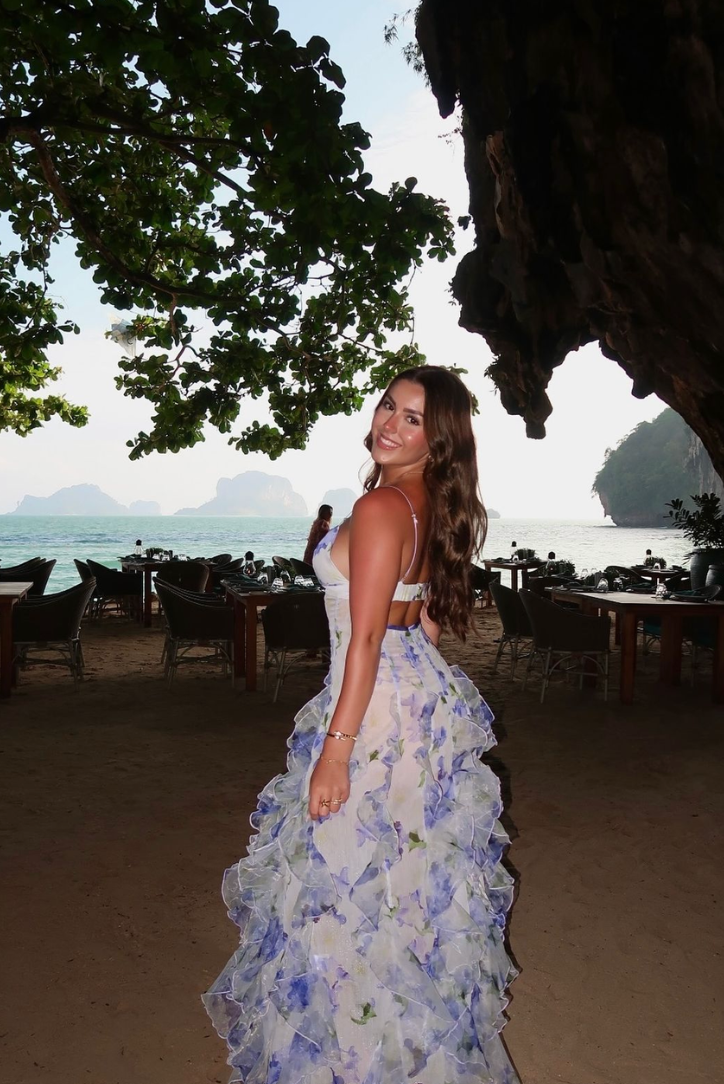 Gloria - Vestito Maxi da Spiaggia con Cut-Out Floreale
