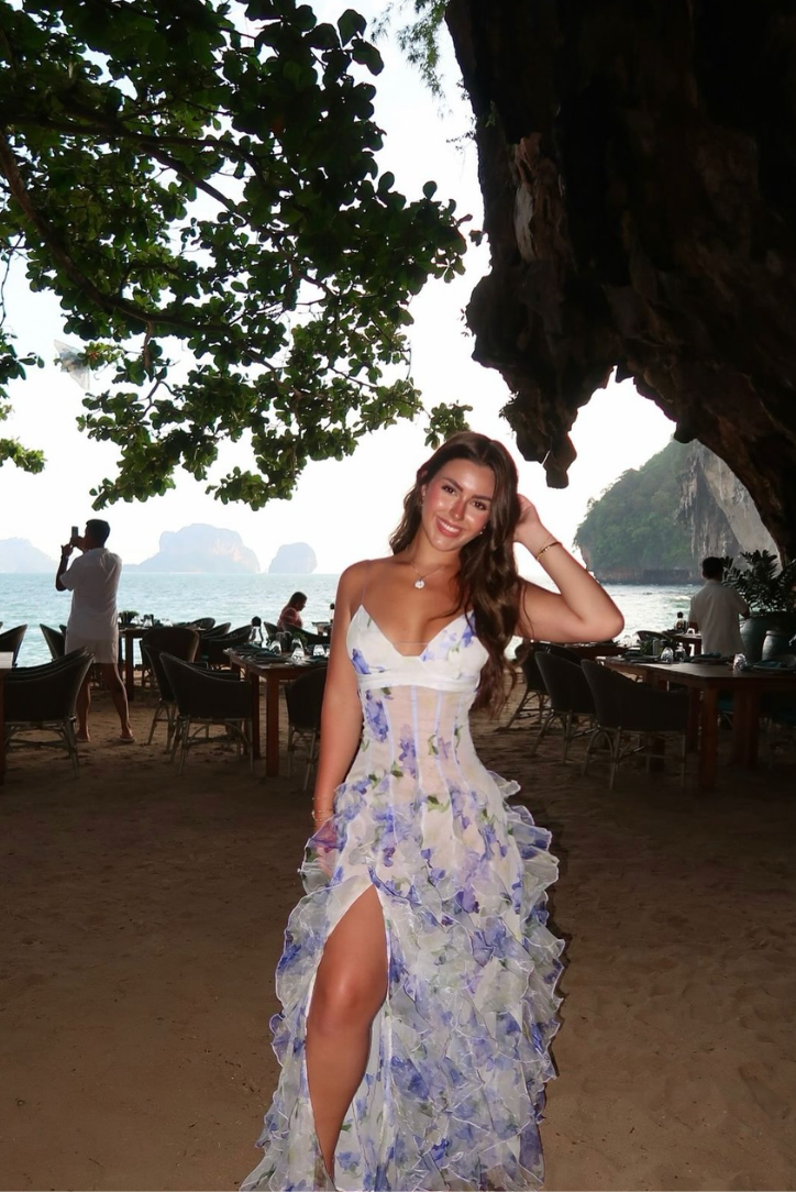 Gloria - Vestito Maxi da Spiaggia con Cut-Out Floreale