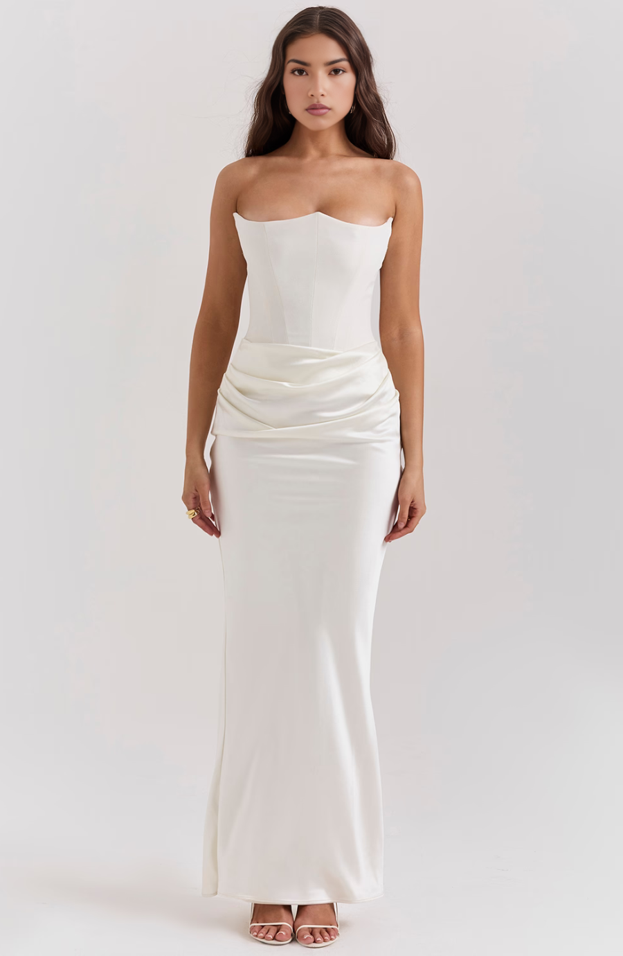 Hera - Elegante Abito da Festa Senza Spalline in Colore Unito
