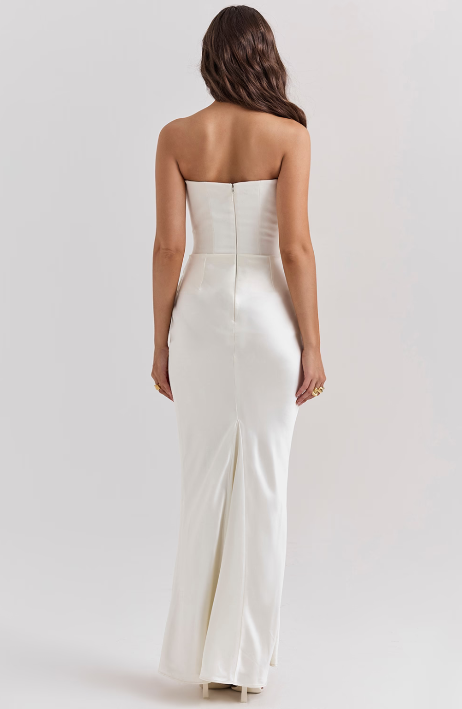 Hera - Elegante Abito da Festa Senza Spalline in Colore Unito