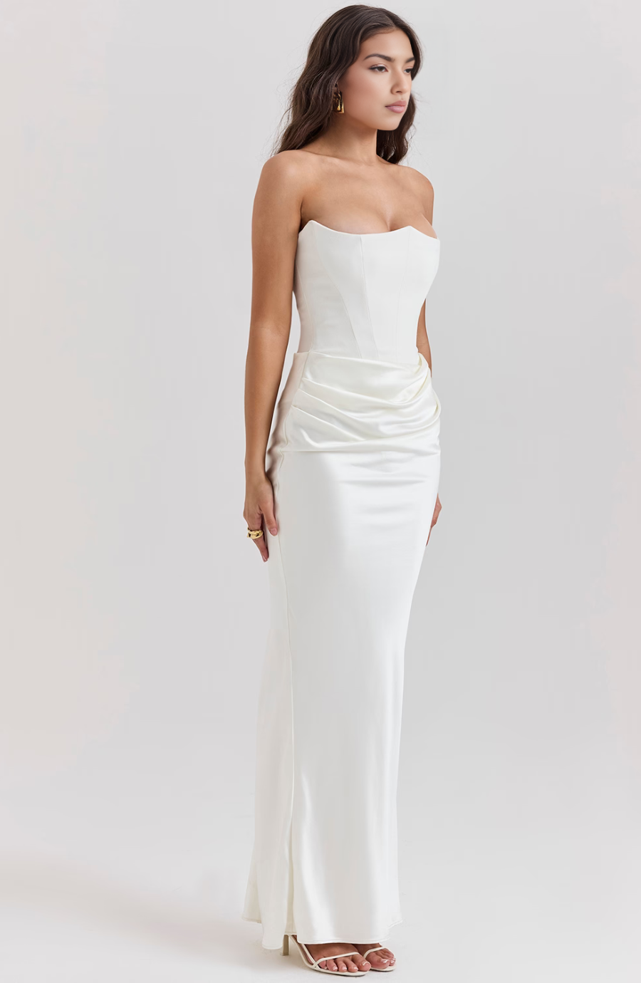 Hera - Elegante Abito da Festa Senza Spalline in Colore Unito