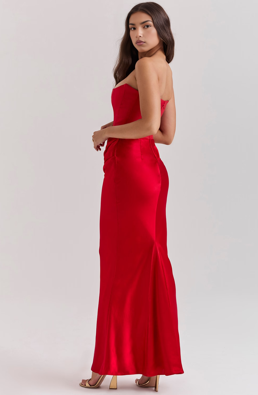 Hera - Elegante Abito da Festa Senza Spalline in Colore Unito