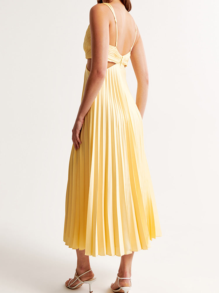 Sarai - Abito Maxi in Colore Unito con Scollo a V alla Moda