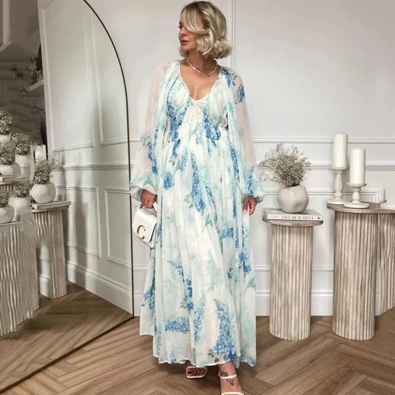 Nora – Abito Maxi Blu Oceano
