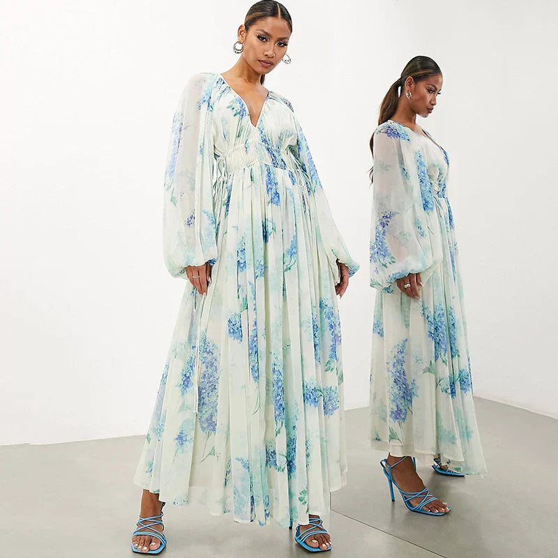 Nora – Abito Maxi Blu Oceano