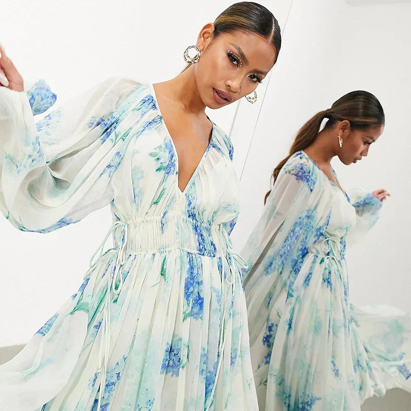 Nora – Abito Maxi Blu Oceano