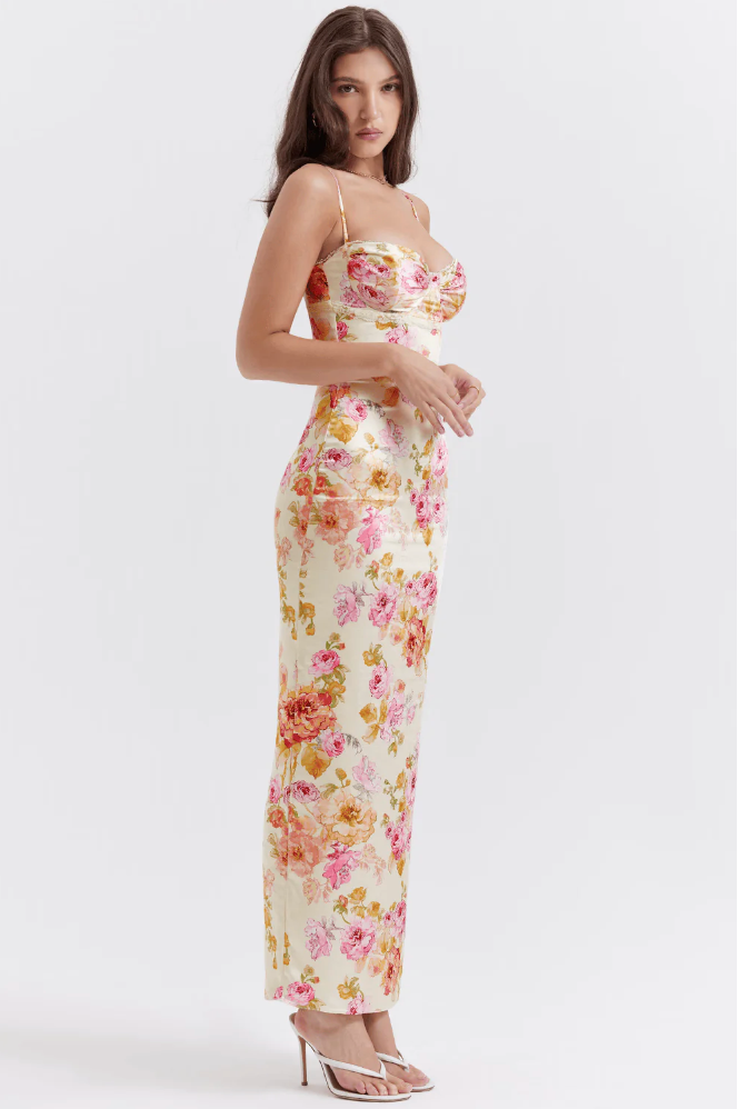 Selene - Incantevole Abito Floral con Spalline a Spaghetti