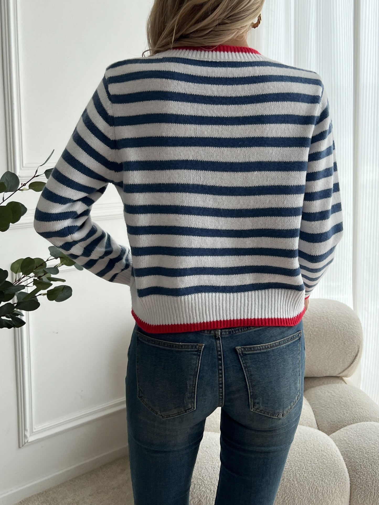 Mary | Maglione a righe con colletto rotondo
