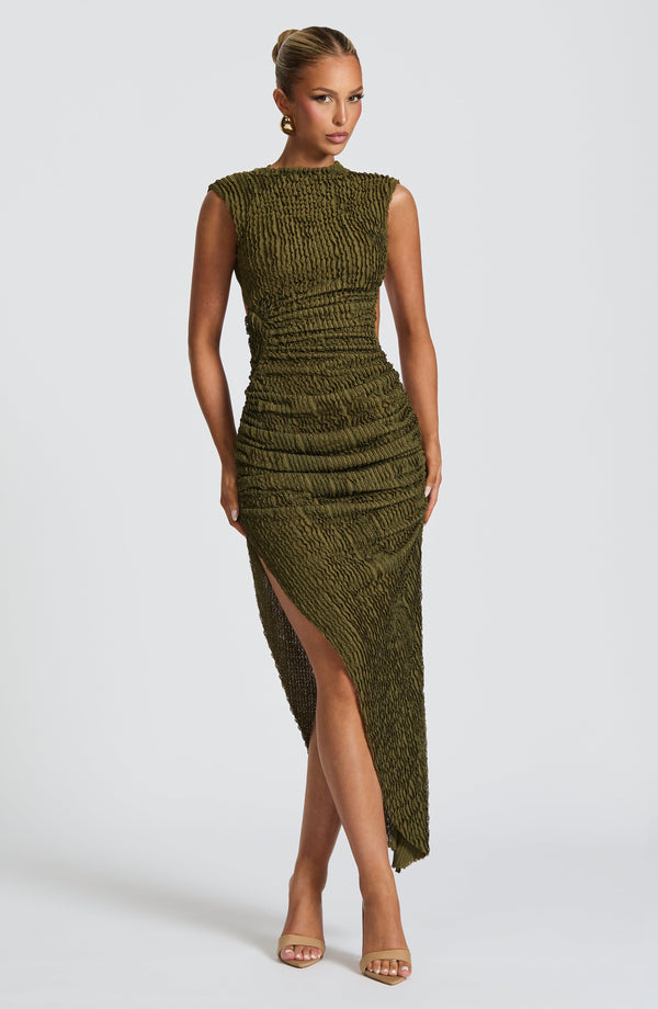 Soraya™ | Abito Midi Asimmetrico Testurizzato