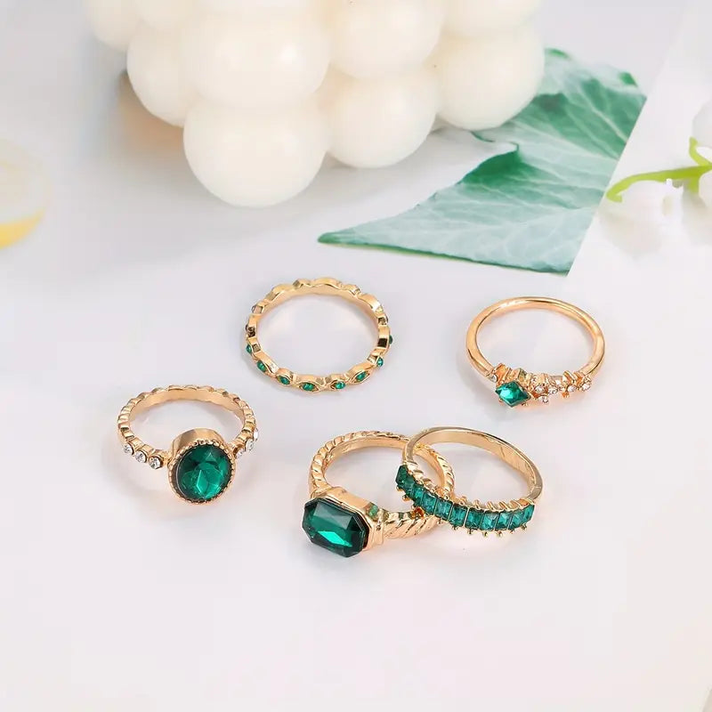 Set di Anelli in Oro con Smeraldo Zarina