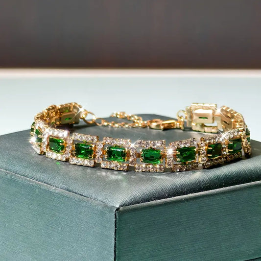 Bracciale D'Oro con Dichiarazione Verde Smeraldo