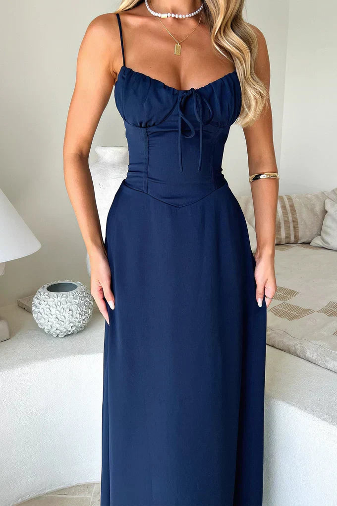Cambria - Elegante Vestito Maxi Avvolgente con Spalline a Spaghetti