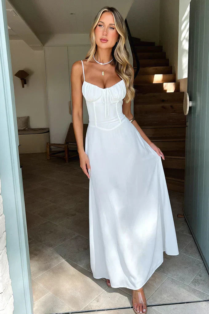 Cambria - Elegante Vestito Maxi Avvolgente con Spalline a Spaghetti