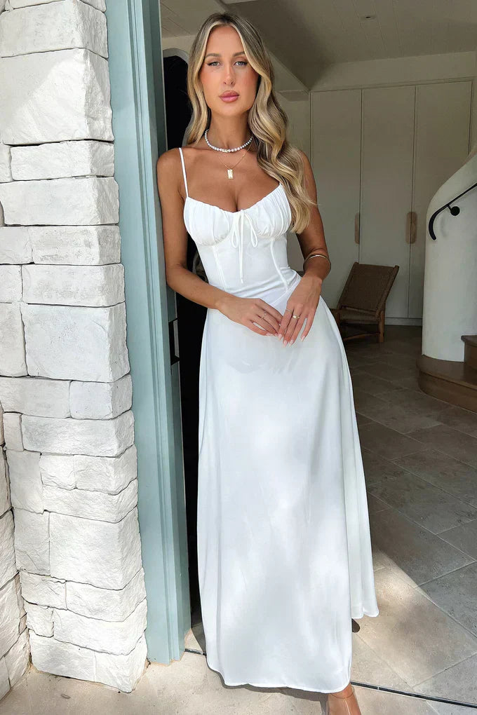 Cambria - Elegante Vestito Maxi Avvolgente con Spalline a Spaghetti